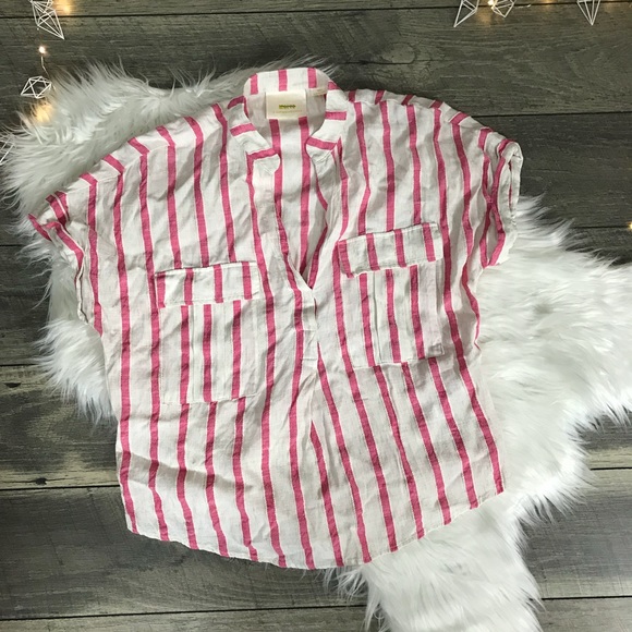 Anthropologie Tops - Maeve Pink Stripped Linen blend top